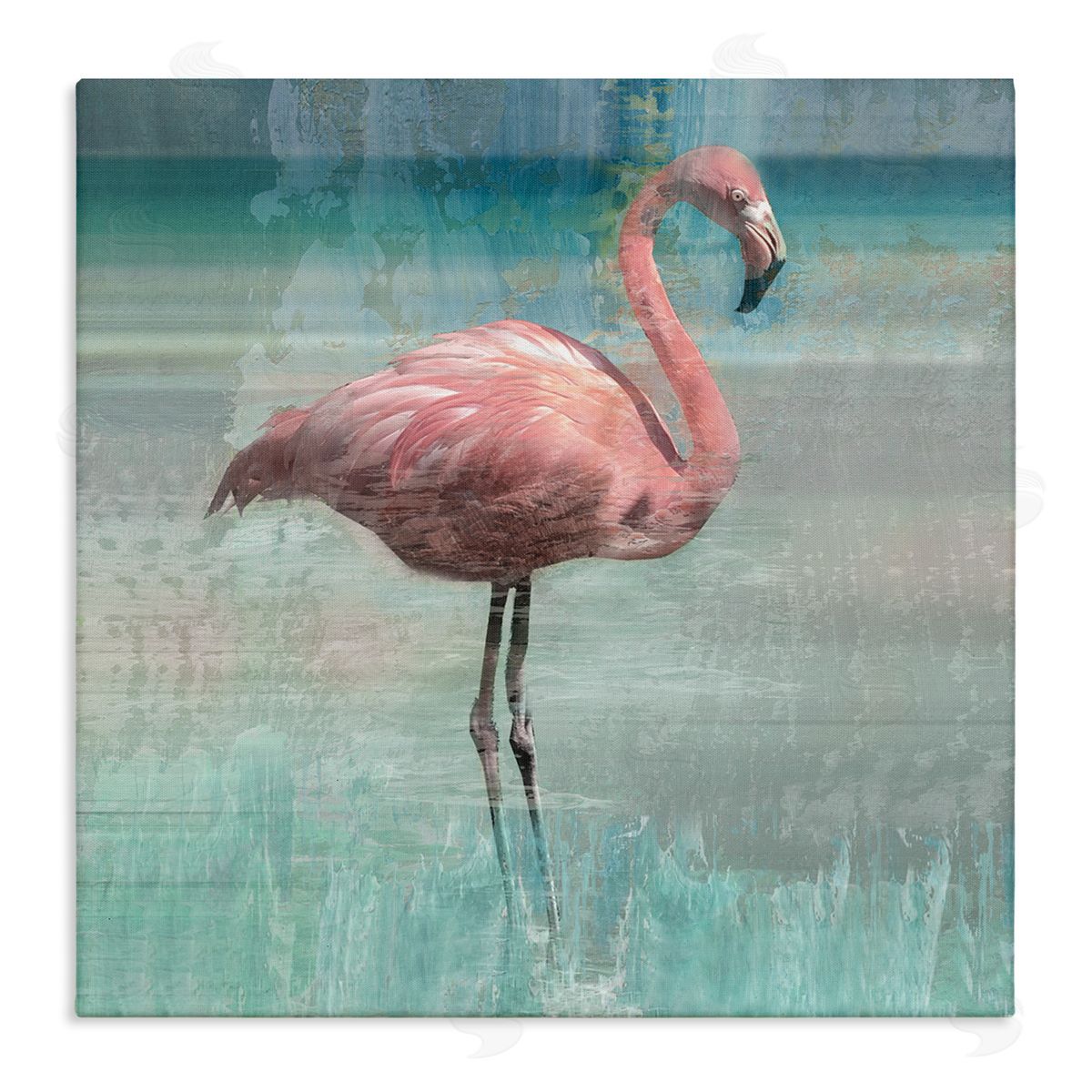 Layered Flamingo Bird Portrait Canvas Wall Art, Home Decor by Nan
