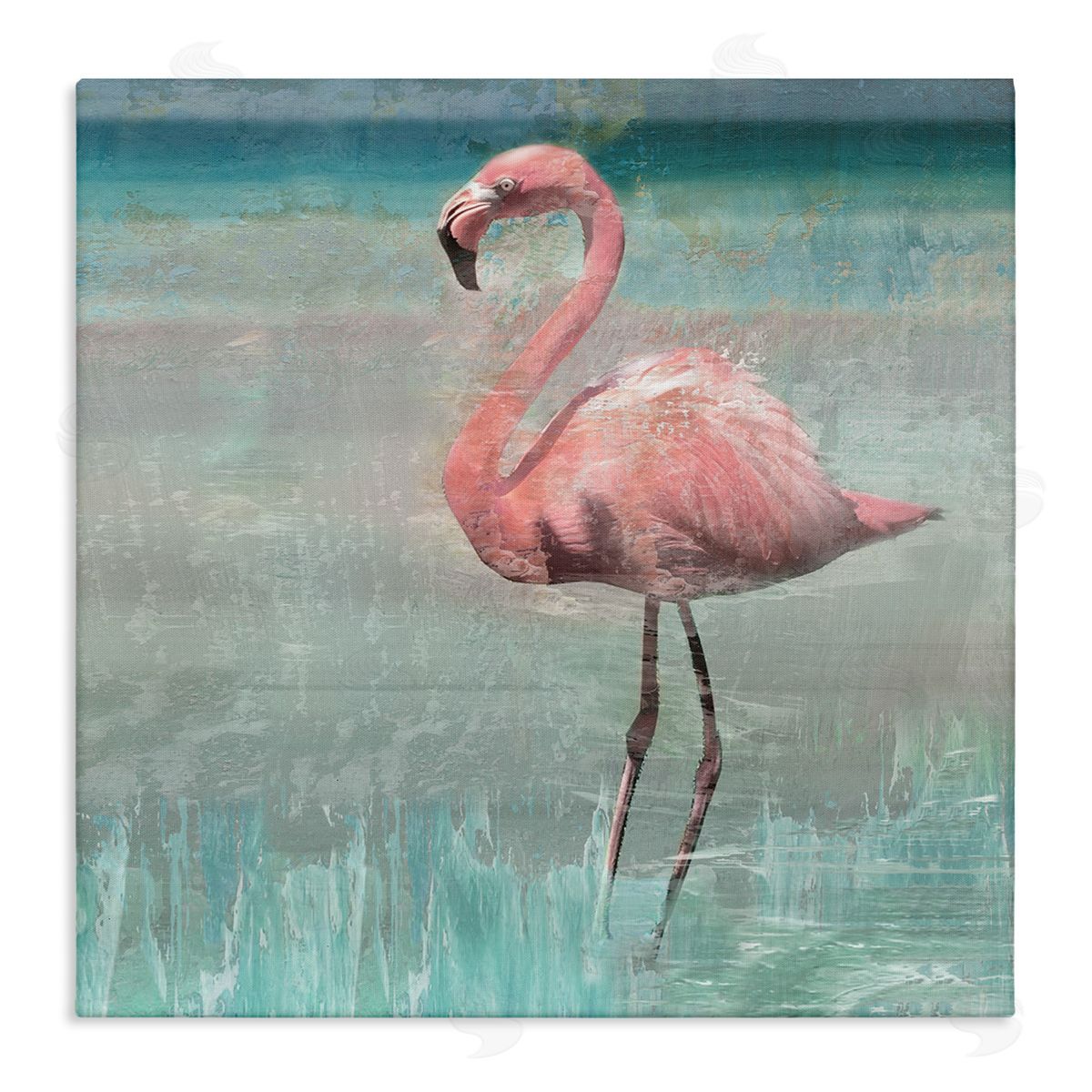 Nan Tropical Flamingo Standing Collage Stretched Canvas Wall Art Print