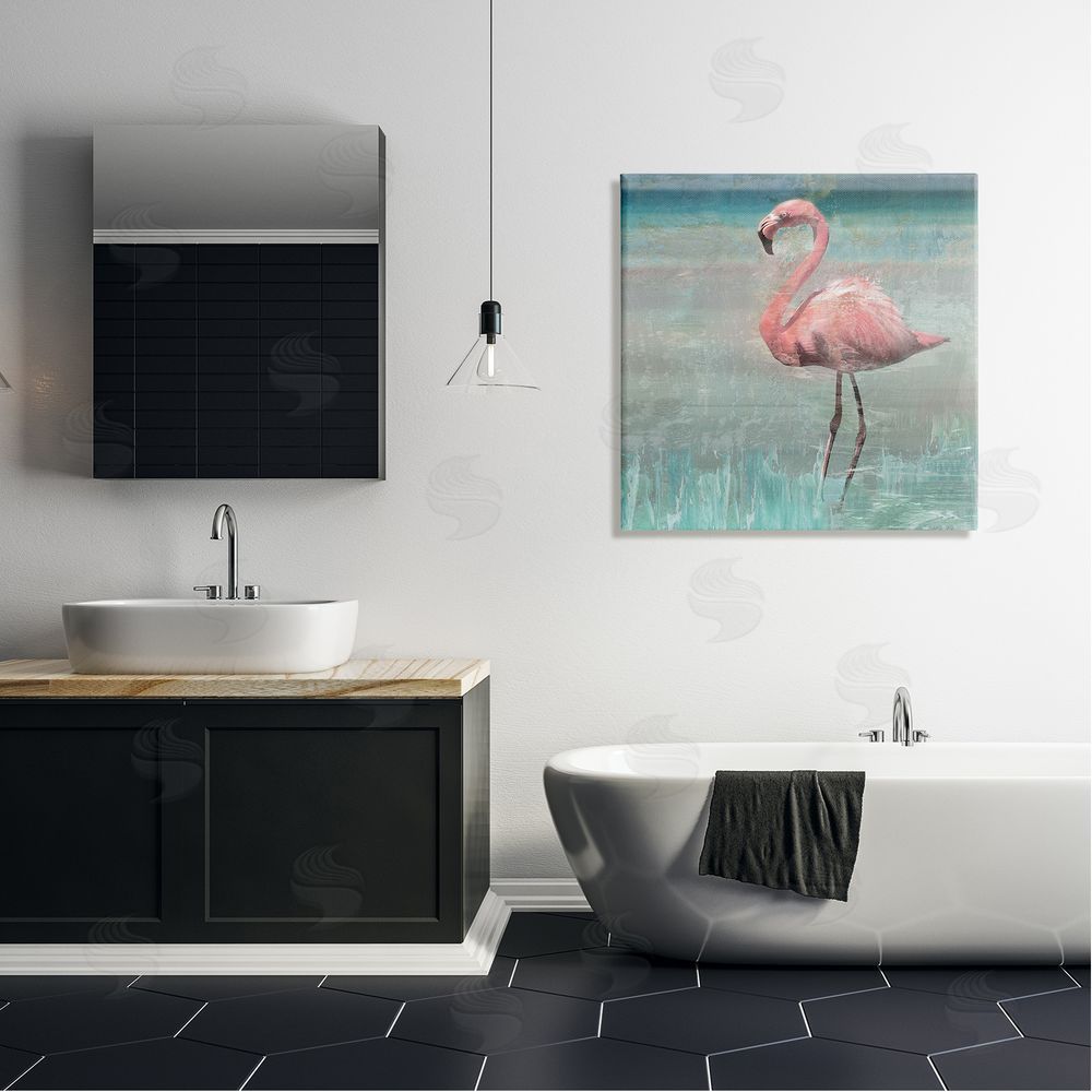 Nan Tropical Flamingo Standing Collage Canvas Wall Art in Room