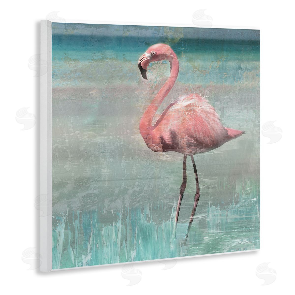 Nan Tropical Flamingo Standing Collage Wooden Wall Plaque Art Print