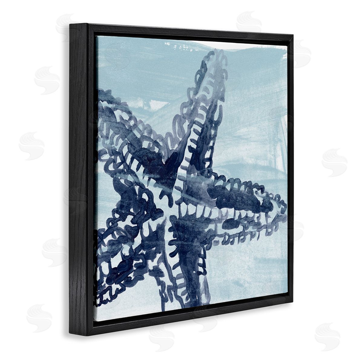June Erica Vess Modern Sea Life Starfish  Black Floating Frame Canvas Wall Art Print