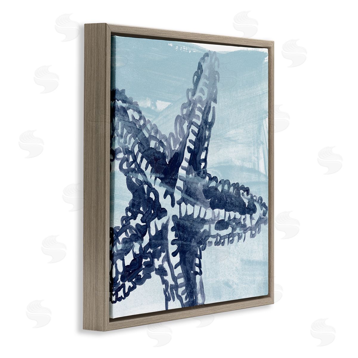 June Erica Vess Modern Sea Life Starfish  Brown Floating Frame Canvas Wall Art Print