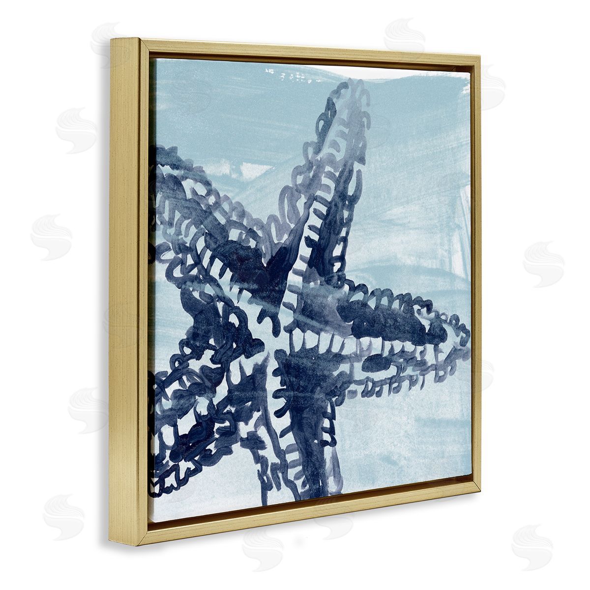 June Erica Vess Modern Sea Life Starfish  Gold Floating Frame Canvas Wall Art Print