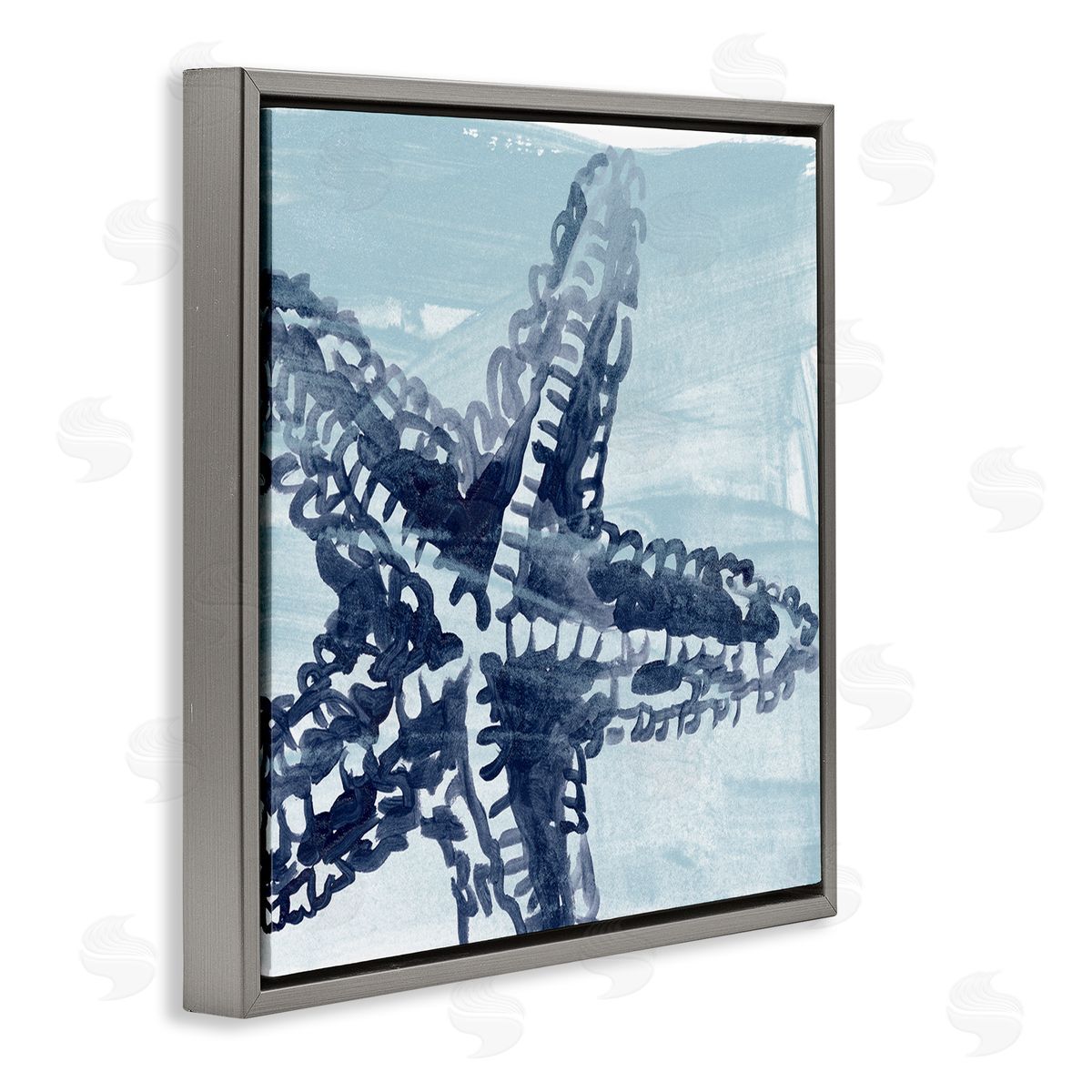 June Erica Vess Modern Sea Life Starfish  Gray Floating Frame Canvas Wall Art Print