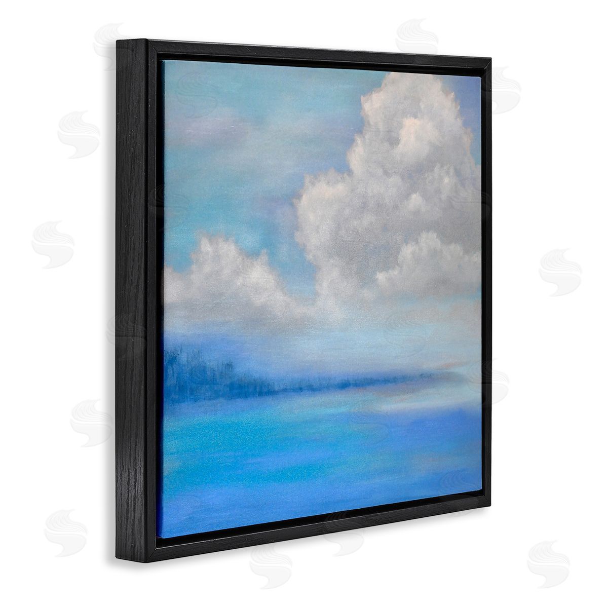 Catherine Andersen Vivid Blue Ocean Clouds  Black Floating Frame Canvas Wall Art Print