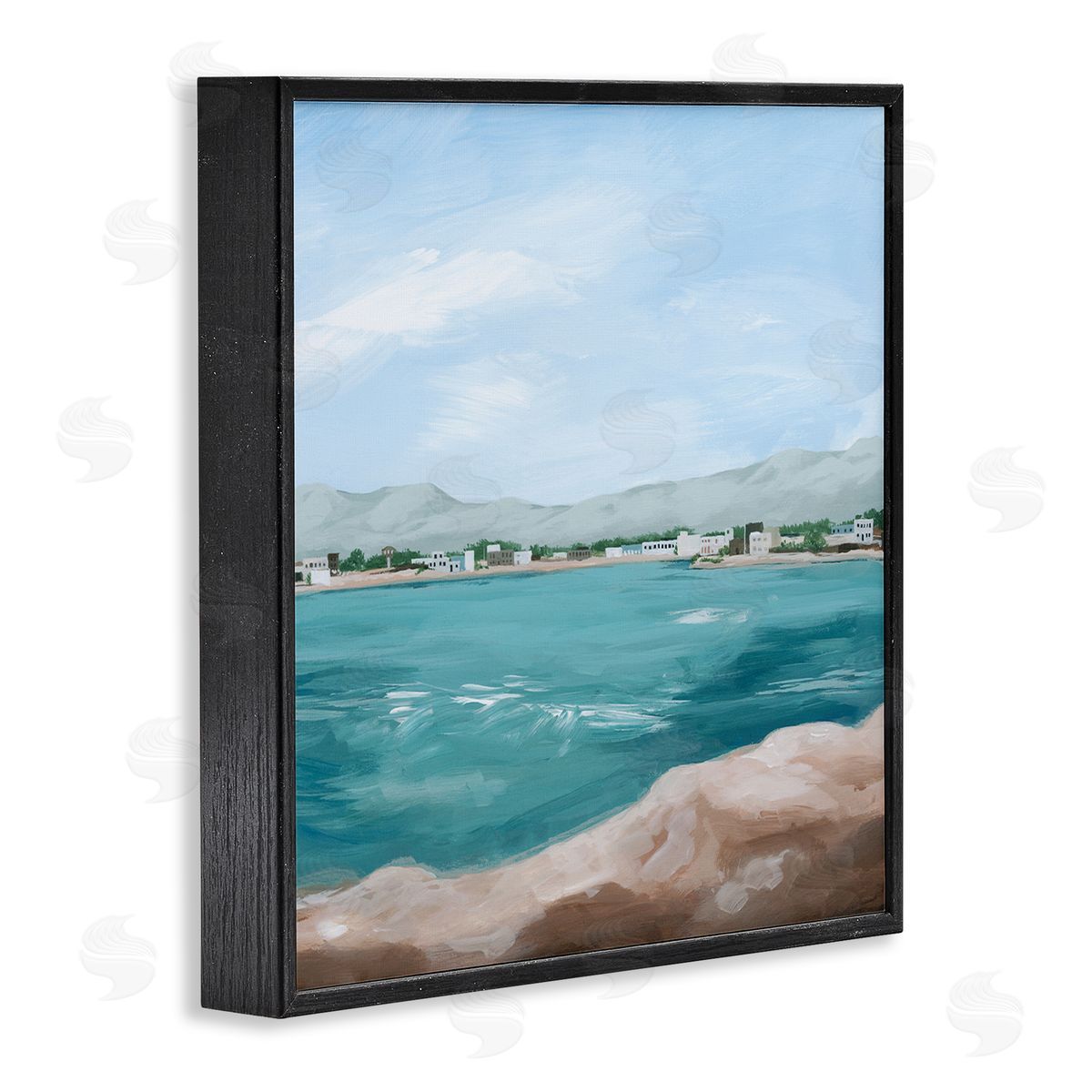 Grace Popp Seaside Town Beach Ripples Black Framed Glicee Wall Art Print