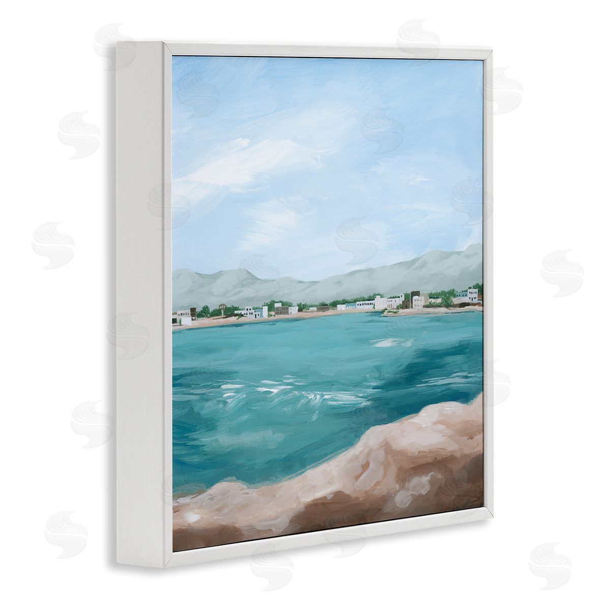 Grace Popp Seaside Town Beach Ripples White Framed Glicee Wall Art Print