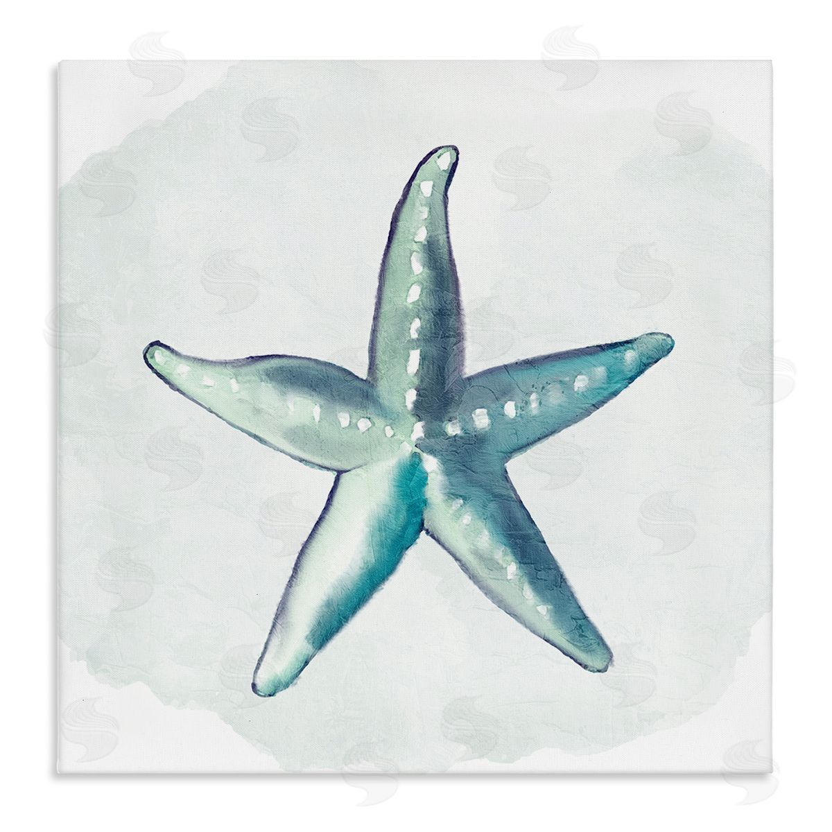 Kim Allen Muted Blue Aquatic Starfish  Stretched Canvas Wall Art Print