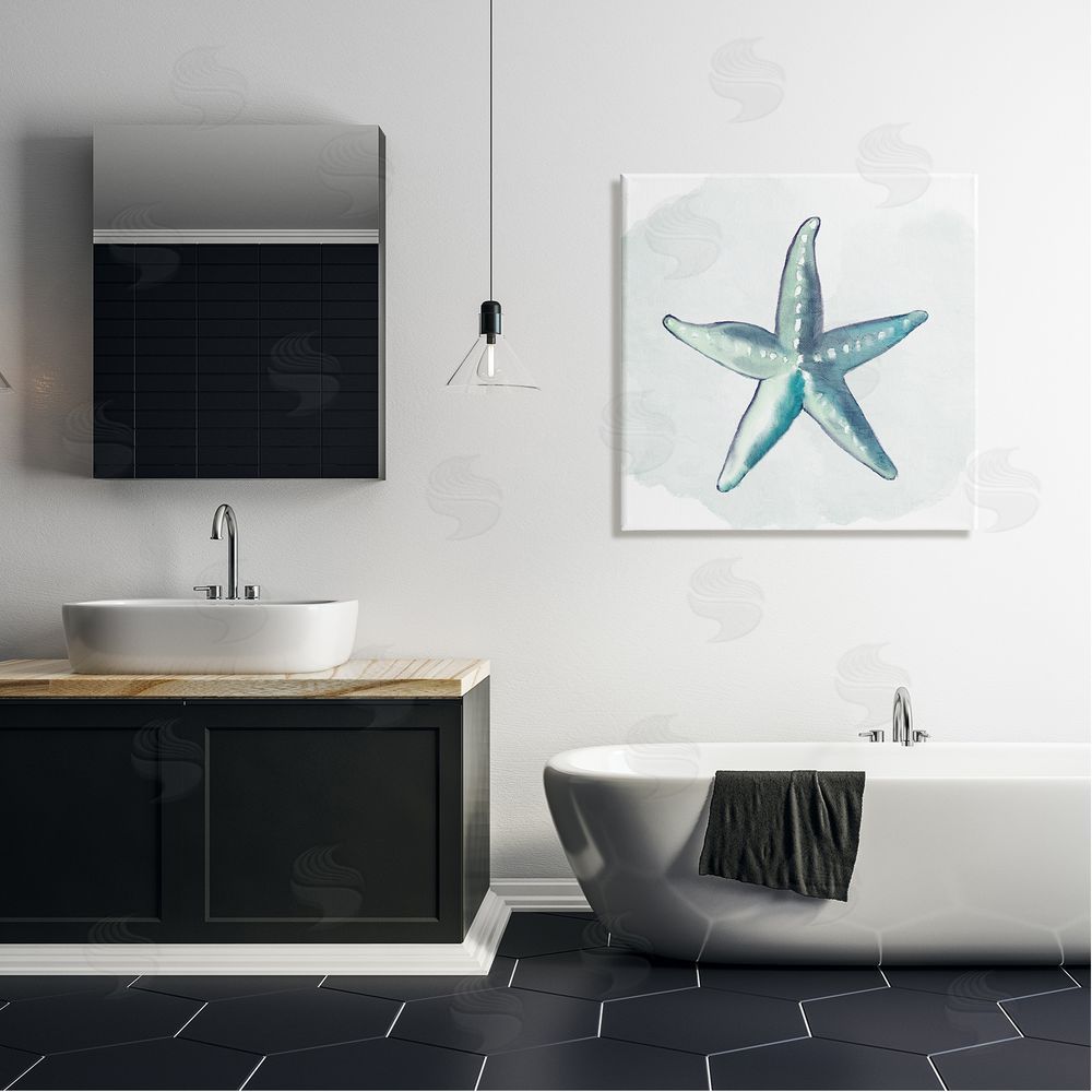 Kim Allen Muted Blue Aquatic Starfish  Canvas Wall Art in Room