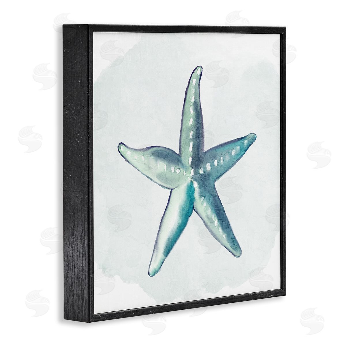 Kim Allen Muted Blue Aquatic Starfish  Black Framed Glicee Wall Art Print