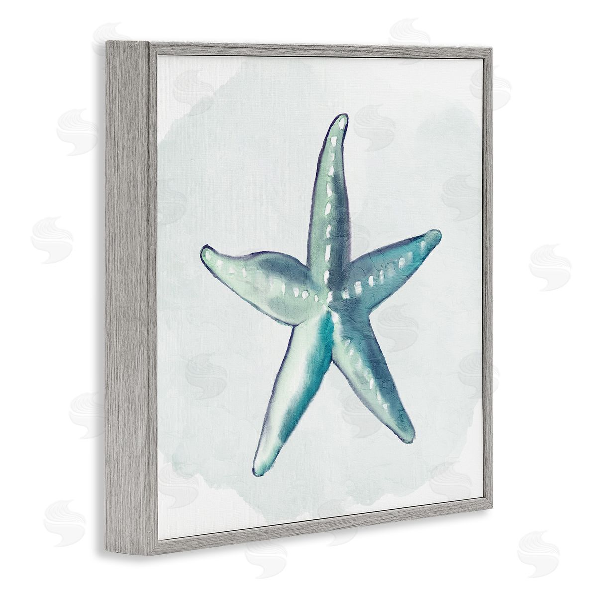 Kim Allen Muted Blue Aquatic Starfish  Gray Framed Glicee Wall Art Print