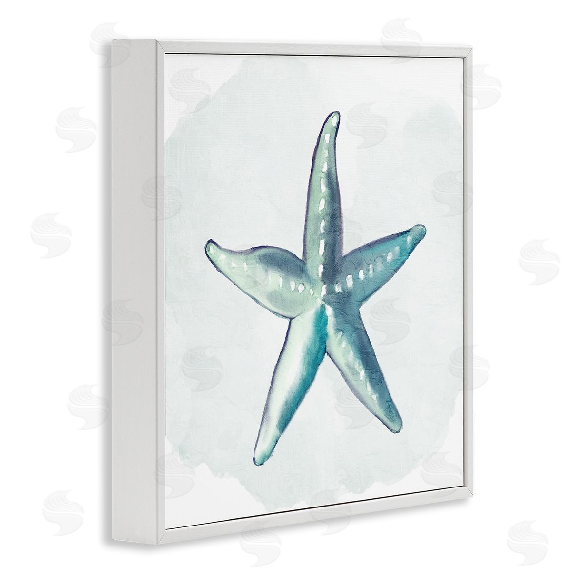 Kim Allen Muted Blue Aquatic Starfish  White Framed Glicee Wall Art Print