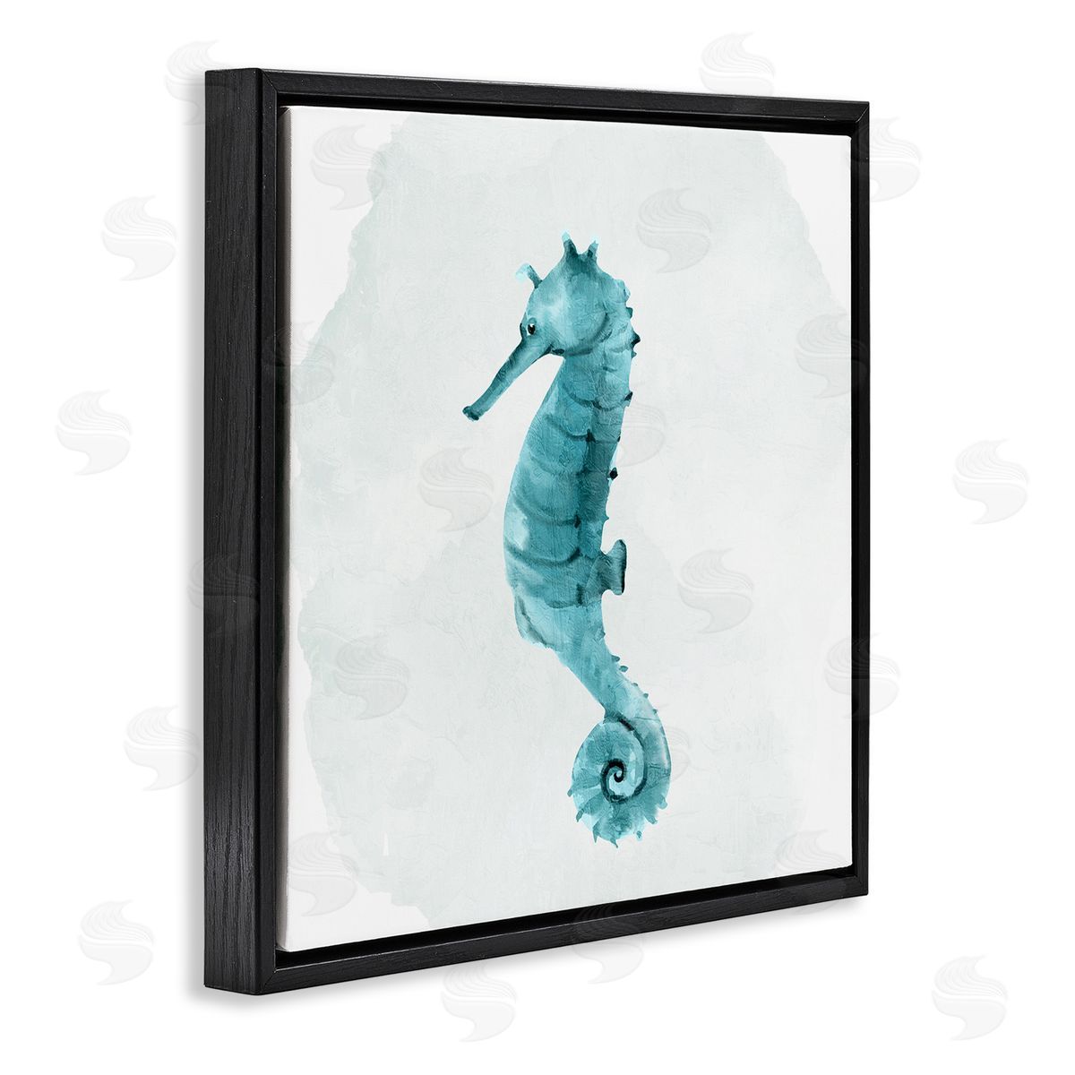 Kim Allen Seahorse Nautical Wildlife Animal Black Floating Frame Canvas Wall Art Print