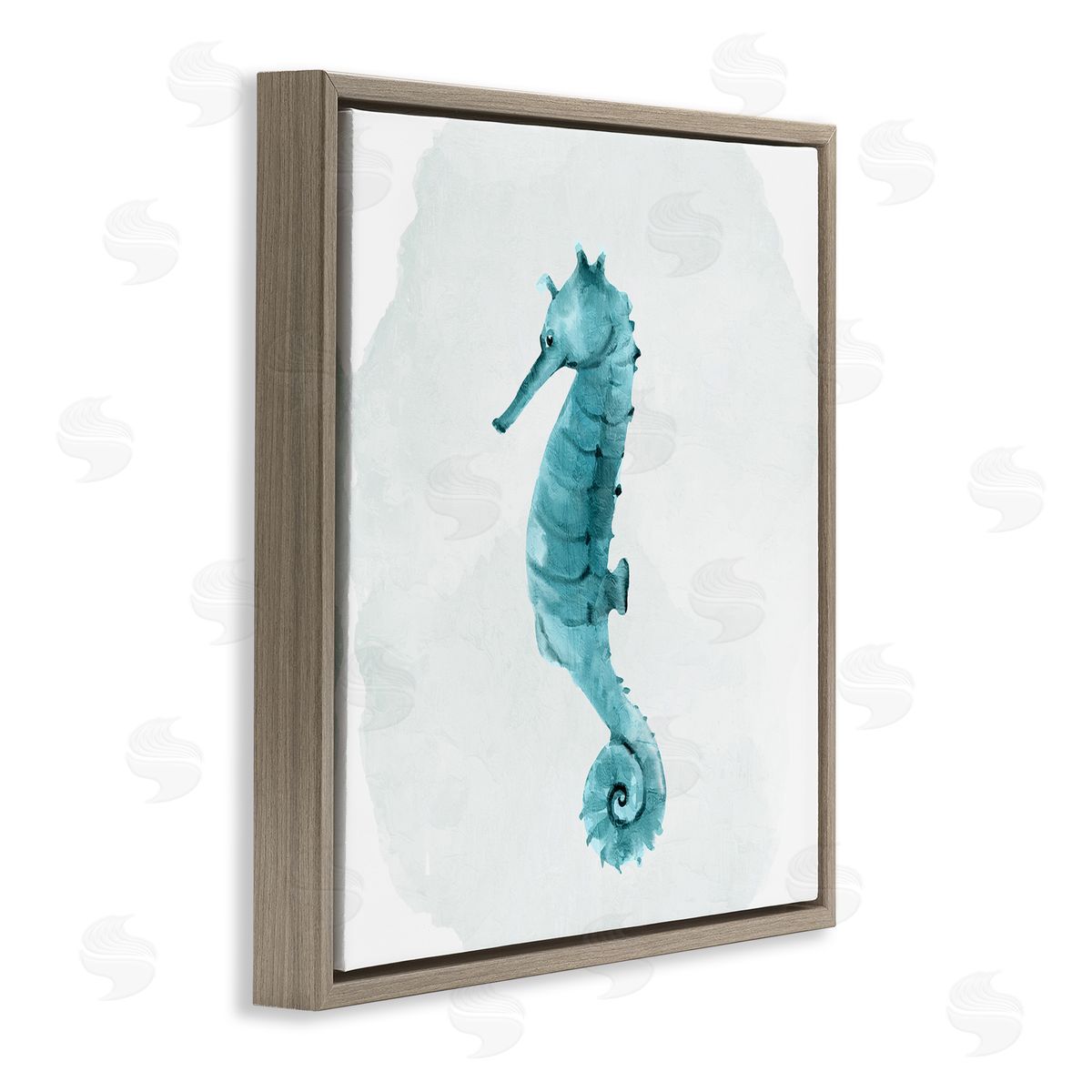 Kim Allen Seahorse Nautical Wildlife Animal Brown Floating Frame Canvas Wall Art Print