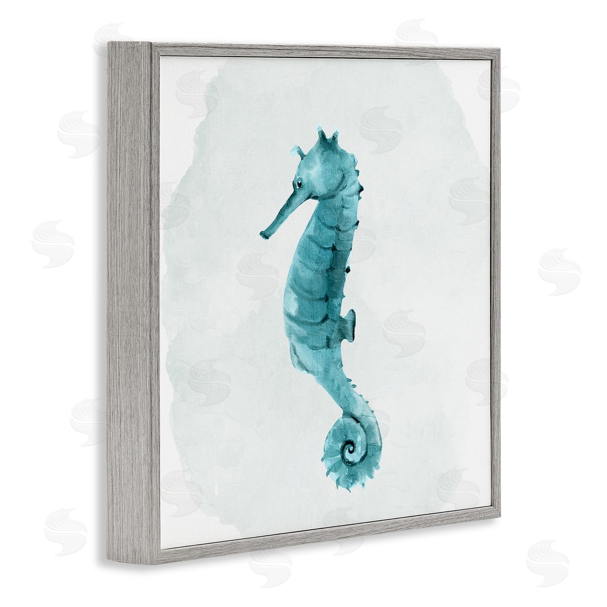 Kim Allen Seahorse Nautical Wildlife Animal Gray Framed Glicee Wall Art Print