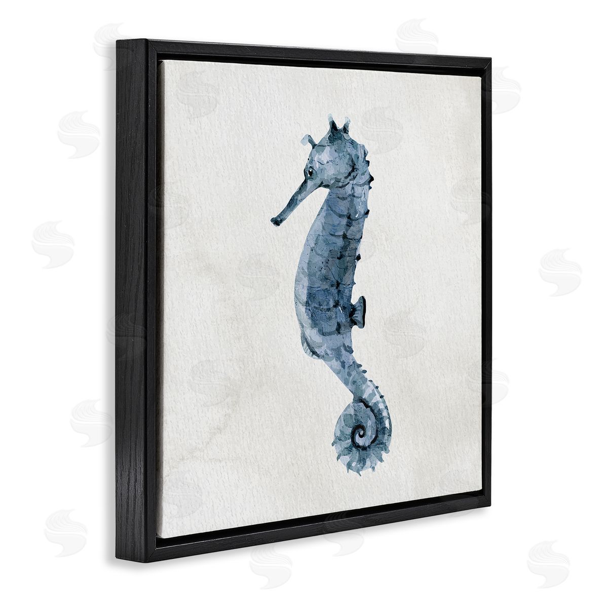 Kim Allen Nautical Seahorse Wildlife Portrait Black Floating Frame Canvas Wall Art Print