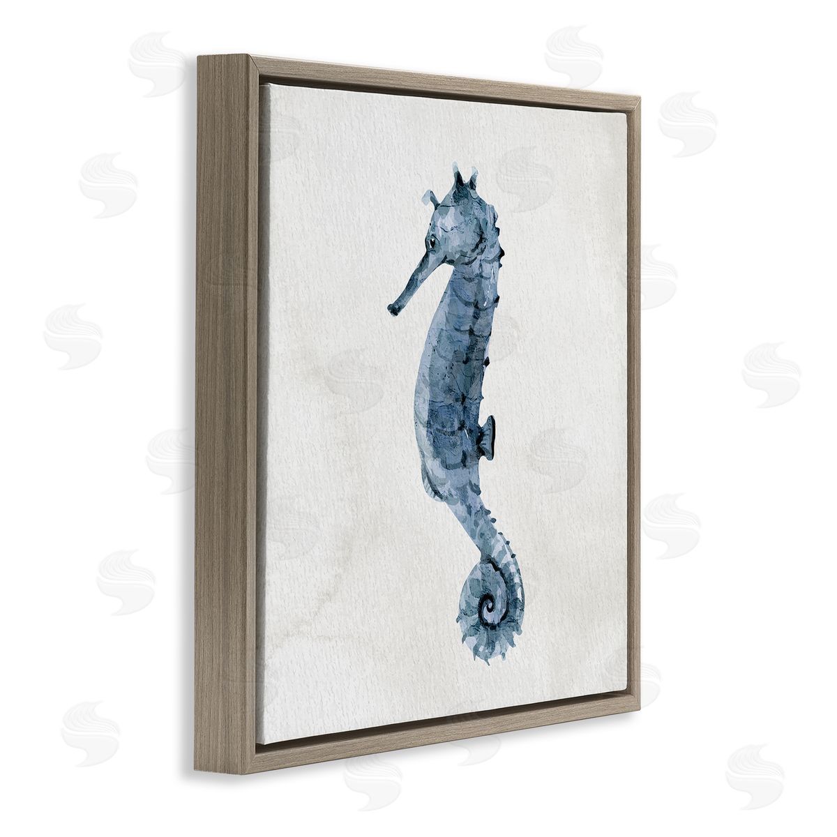 Kim Allen Nautical Seahorse Wildlife Portrait Brown Floating Frame Canvas Wall Art Print