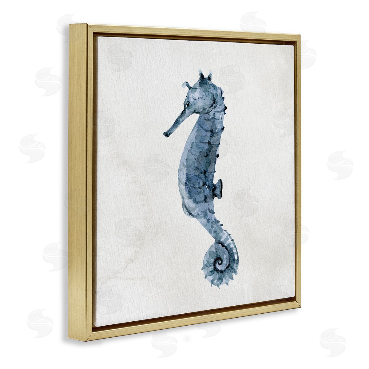 Kim Allen Nautical Seahorse Wildlife Portrait Gold Floating Frame Canvas Wall Art Print