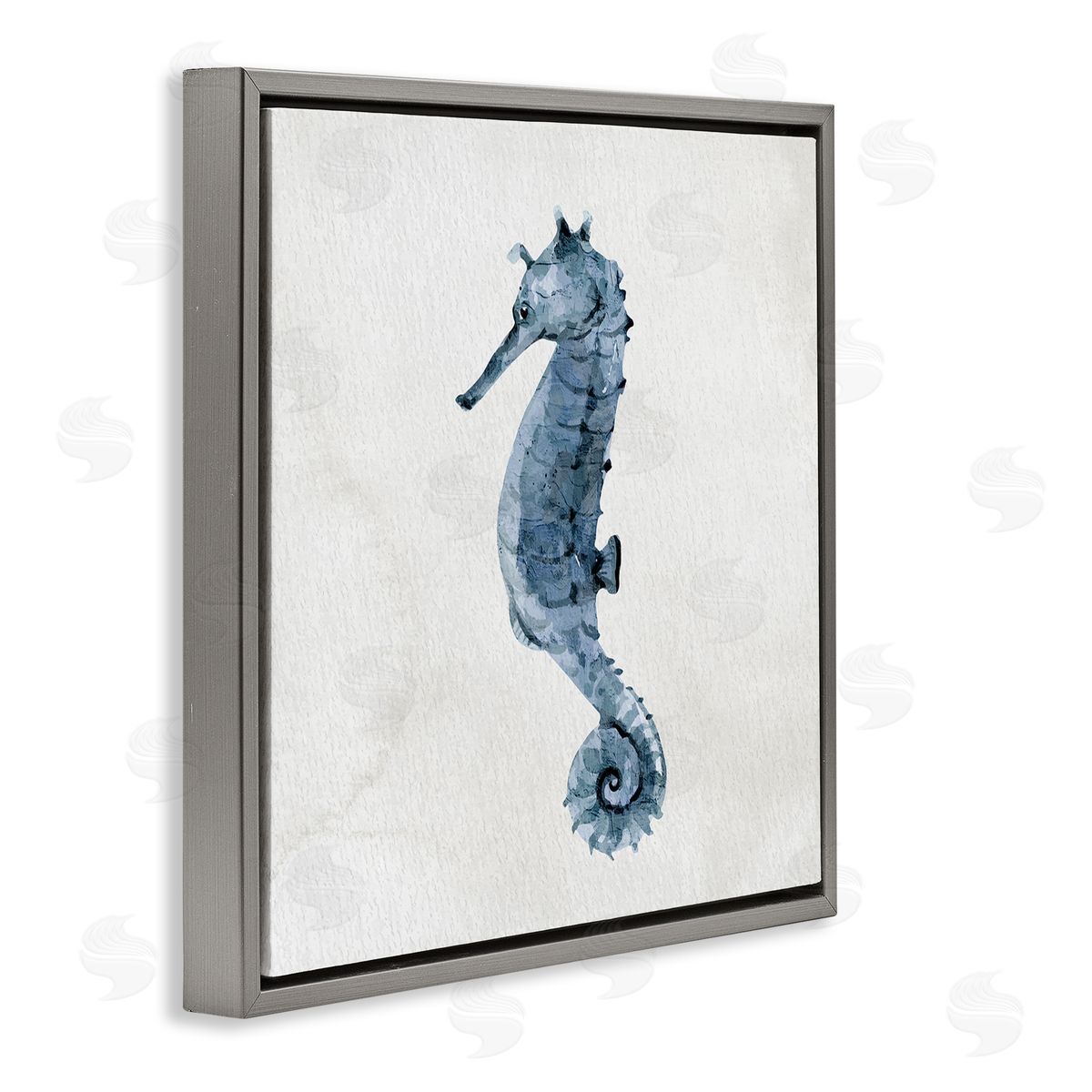 Kim Allen Nautical Seahorse Wildlife Portrait Gray Floating Frame Canvas Wall Art Print