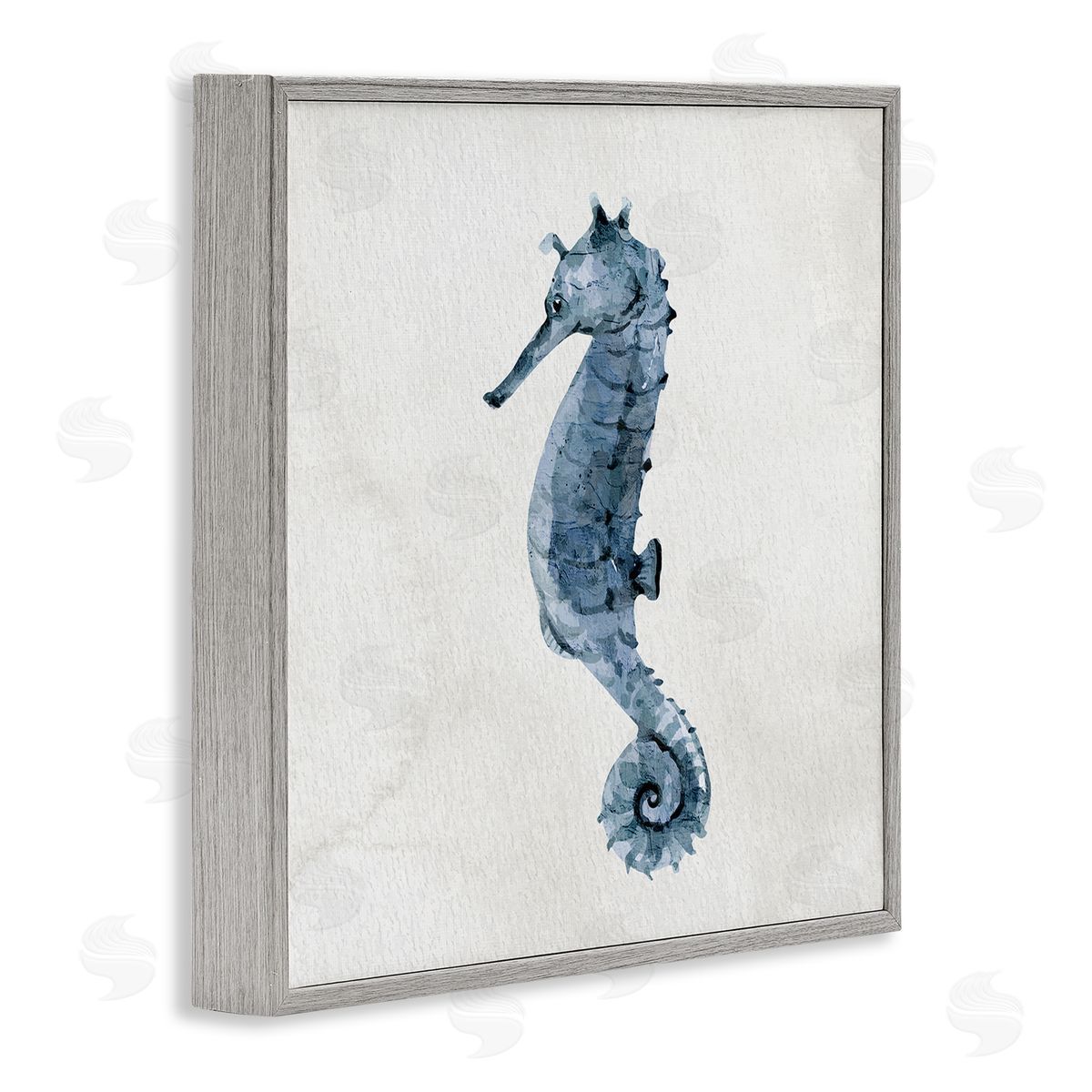 Kim Allen Nautical Seahorse Wildlife Portrait Gray Framed Glicee Wall Art Print