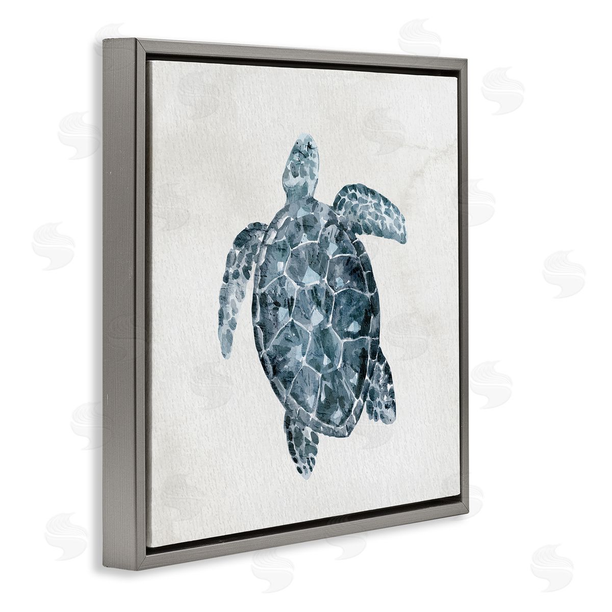 Kim Allen Sea Turtle Beach Portrait Gray Floating Frame Canvas Wall Art Print
