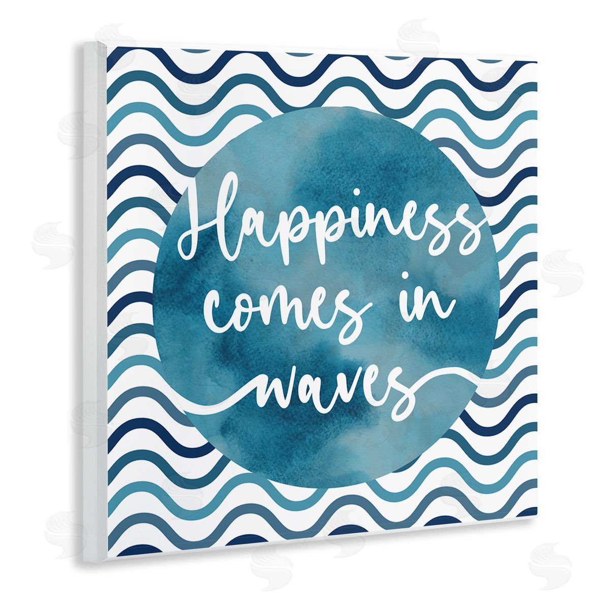 Linda Birtel Happiness Comes In Waves Pattern Wooden Wall Plaque Art Print