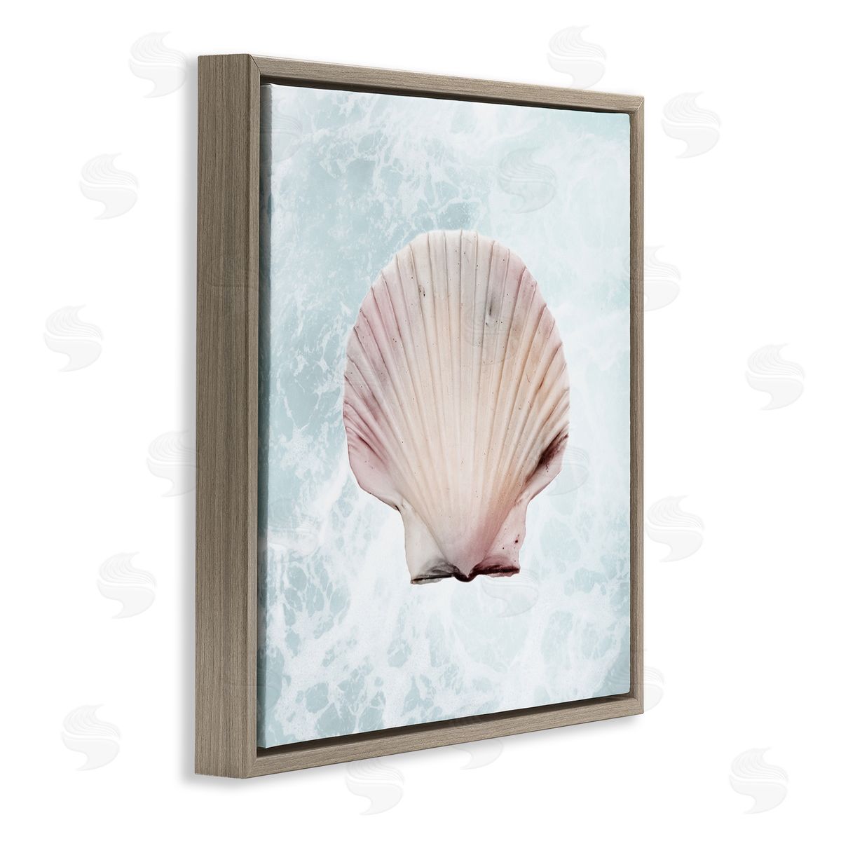 Marcus Prime Clam Shell Sea Water Brown Floating Frame Canvas Wall Art Print