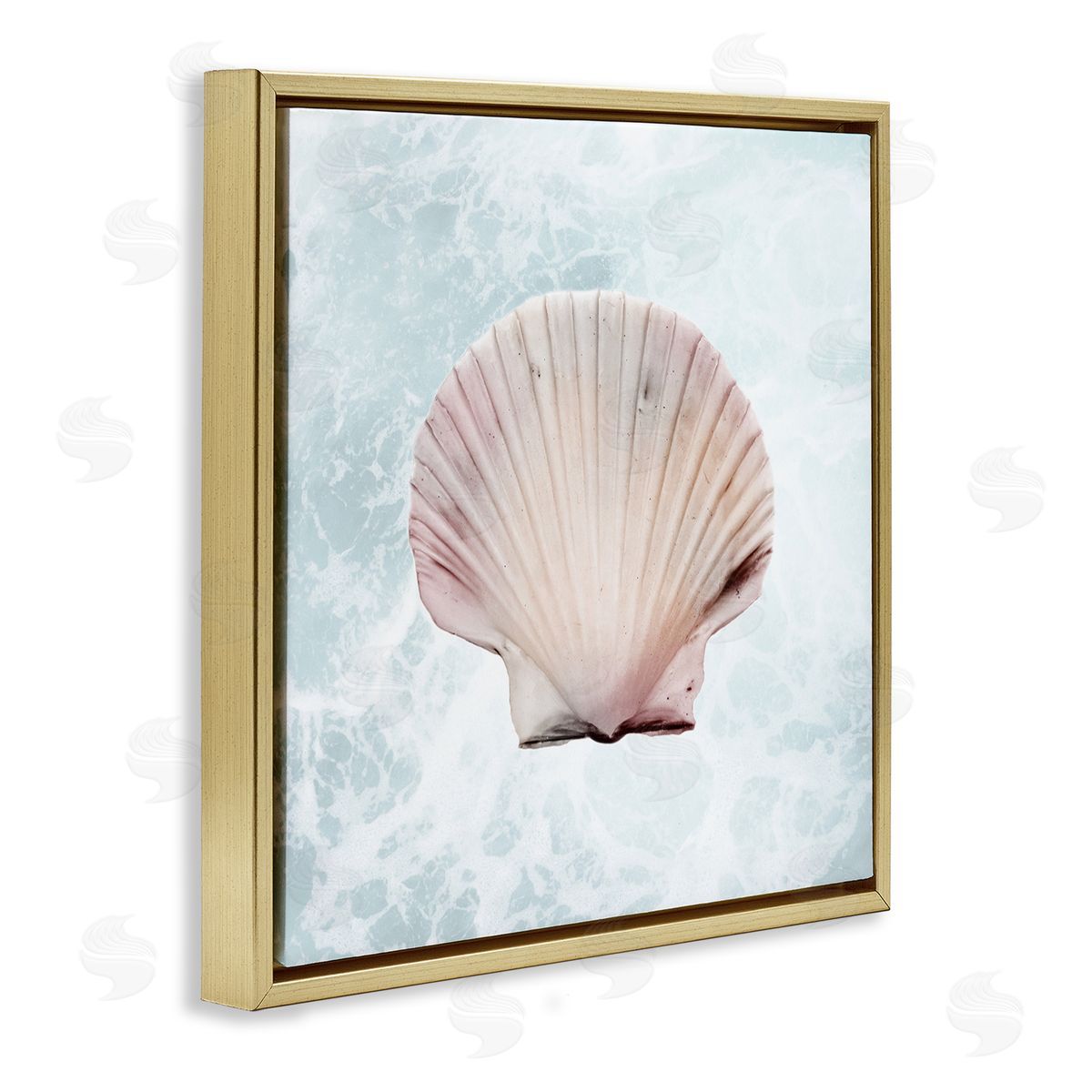 Marcus Prime Clam Shell Sea Water Gold Floating Frame Canvas Wall Art Print