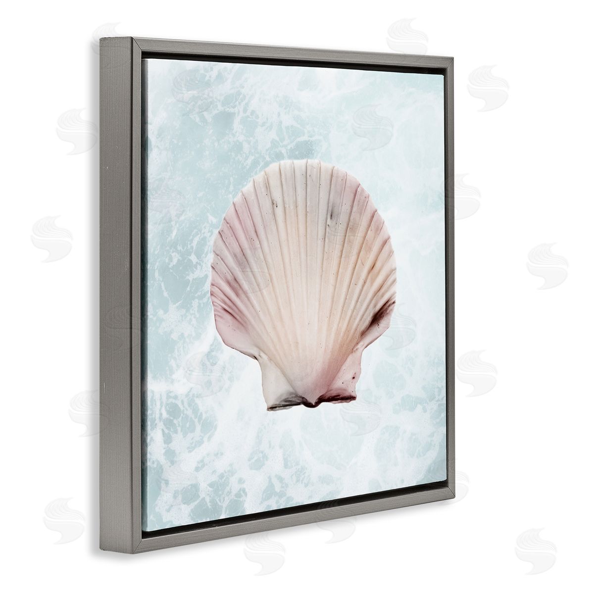 Marcus Prime Clam Shell Sea Water Gray Floating Frame Canvas Wall Art Print