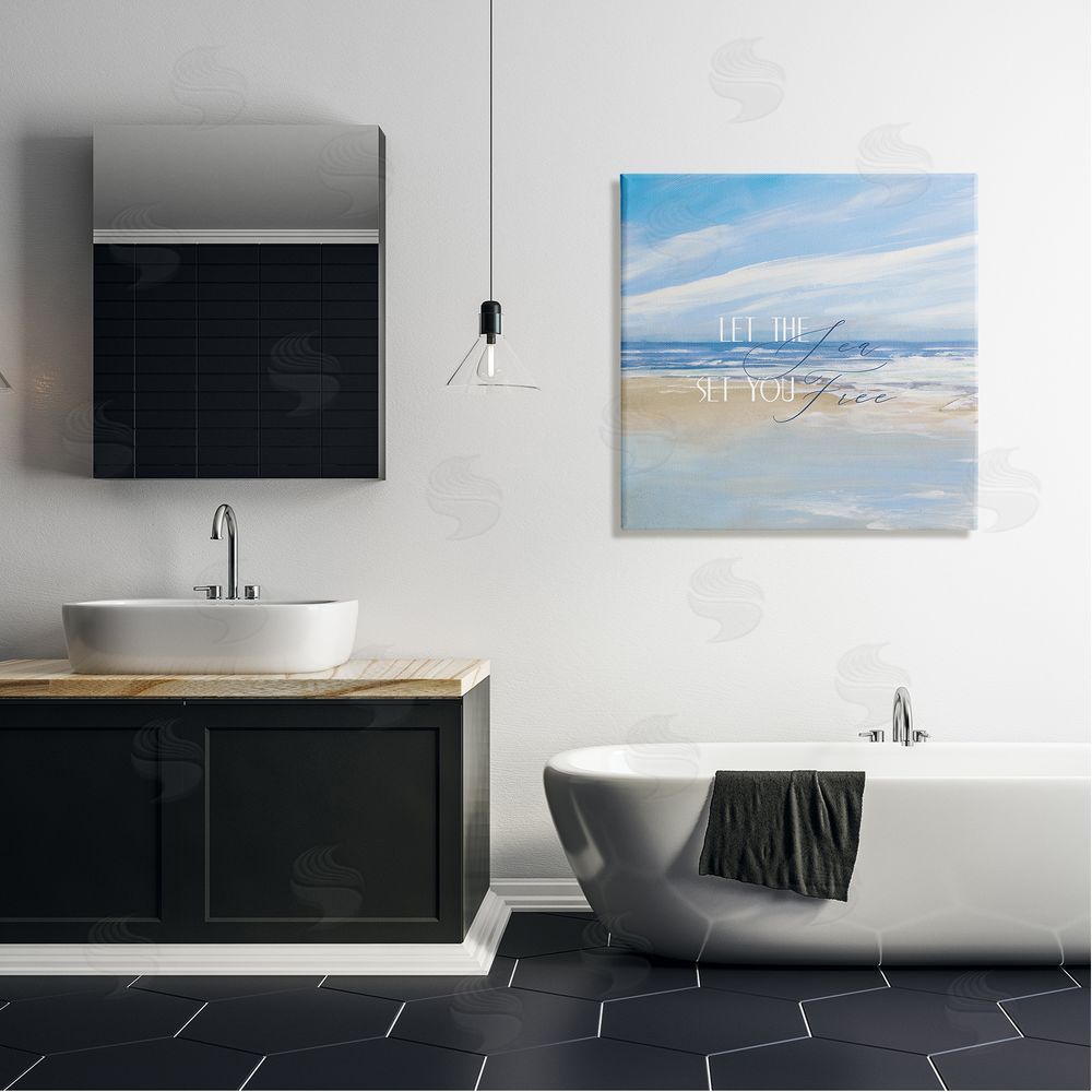 Dan Meneely Let The Sea Set You Free Phrase Canvas Wall Art in Room