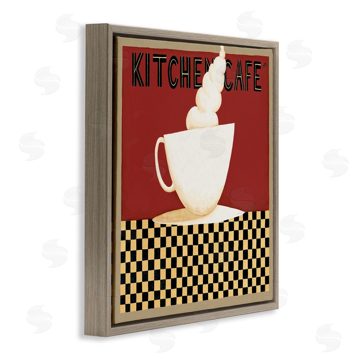 Dan DiPaolo Kitchen Cafe Vintage Patterned Brown Floating Frame Canvas Wall Art Print