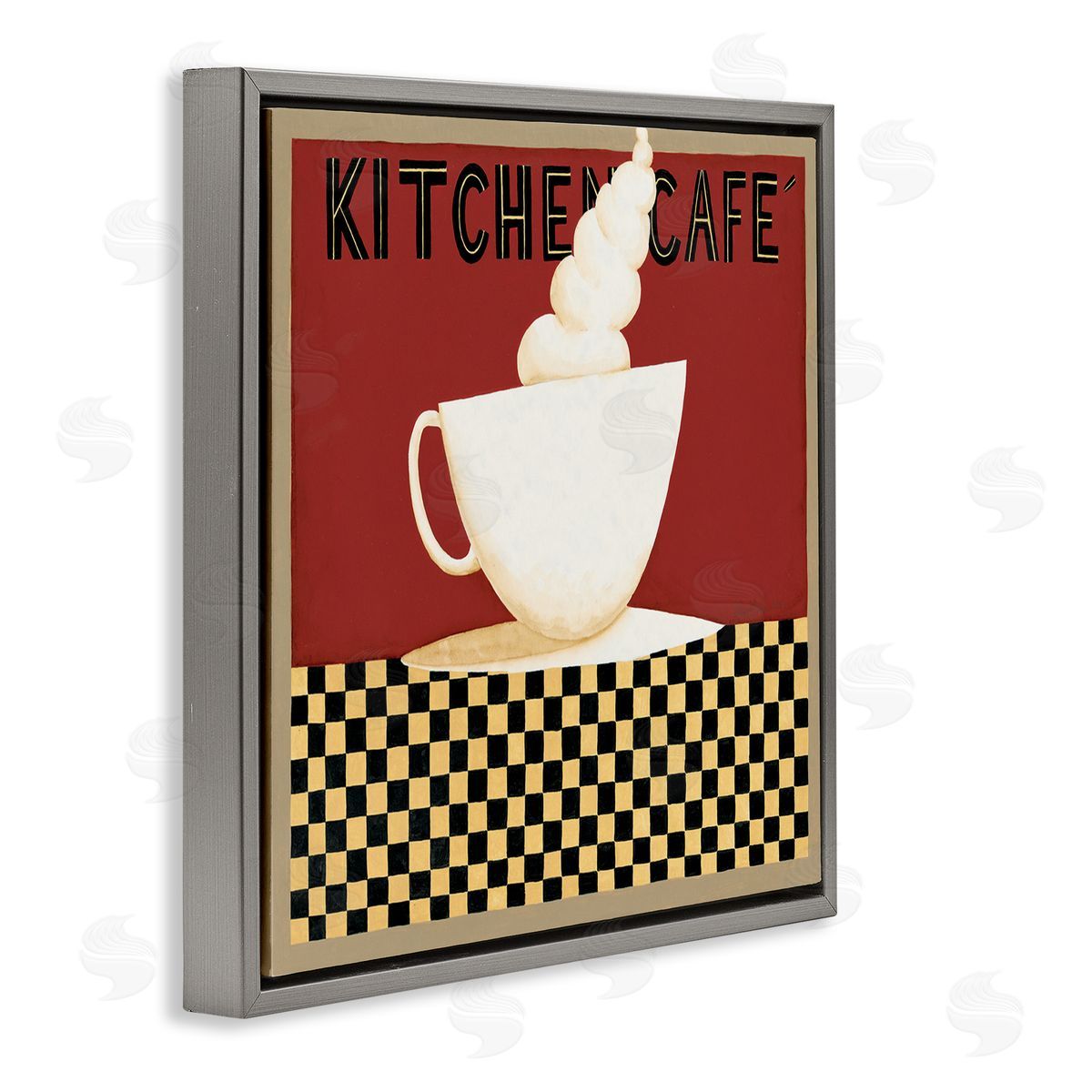 Dan DiPaolo Kitchen Cafe Vintage Patterned Gray Floating Frame Canvas Wall Art Print