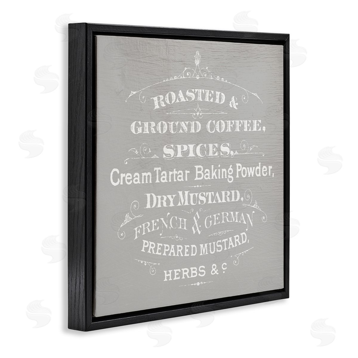 Stupell Studio Vintage Kitchen Spices List Black Floating Frame Canvas Wall Art Print