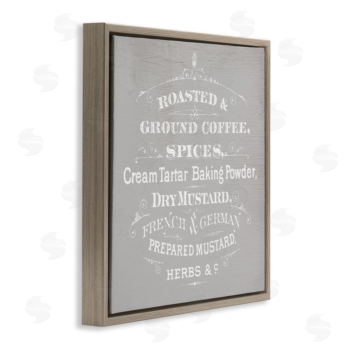 Stupell Studio Vintage Kitchen Spices List Brown Floating Frame Canvas Wall Art Print