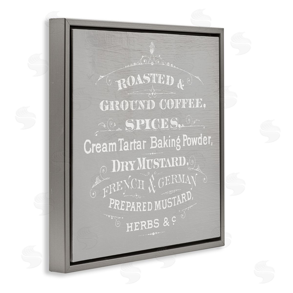 Stupell Studio Vintage Kitchen Spices List Gray Floating Frame Canvas Wall Art Print