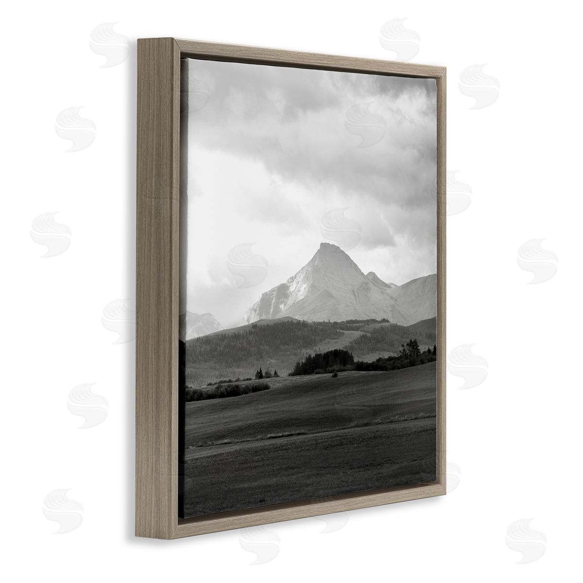 Carol Robinson Foggy Mountain Grassland Brown Floating Frame Canvas Wall Art Print