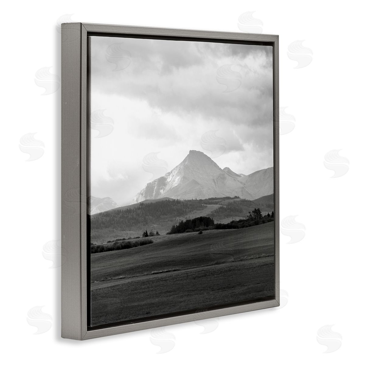 Carol Robinson Foggy Mountain Grassland Gray Floating Frame Canvas Wall Art Print