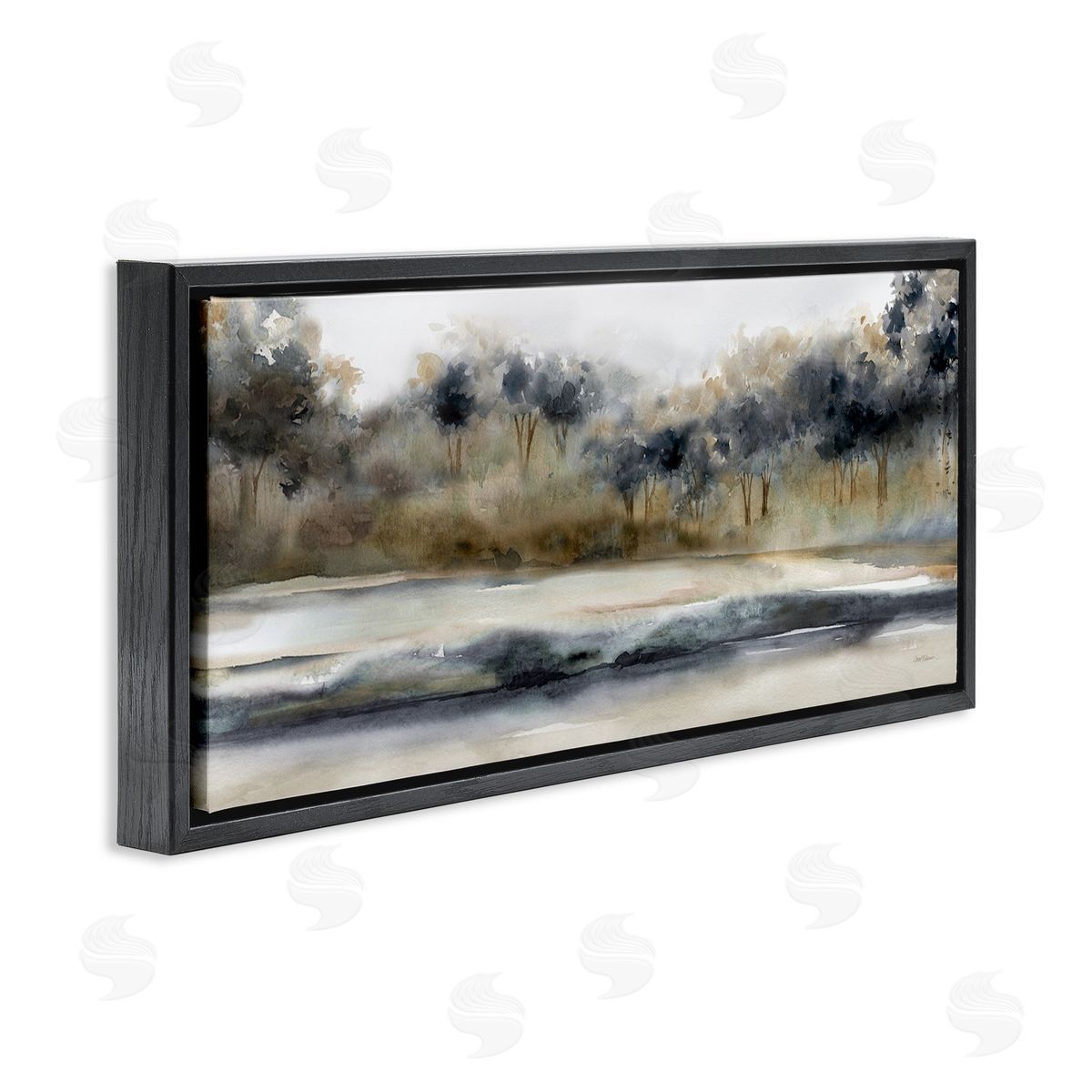 Abstract Nature Grove Scenery Black Floating Frame Canvas Wall Art, Home Decor by Carol Robinson