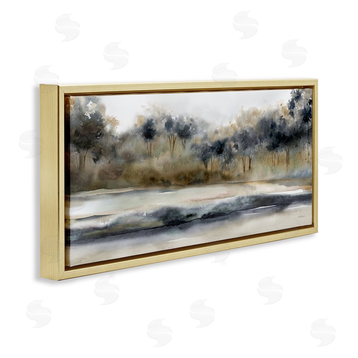 Abstract Nature Grove Scenery Gold Floating Frame Canvas Wall Art, Home Decor by Carol Robinson