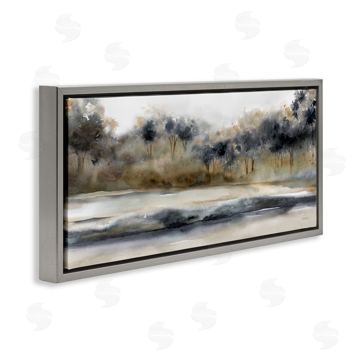 Abstract Nature Grove Scenery Grey Floating Frame Canvas Wall Art, Home Decor by Carol Robinson