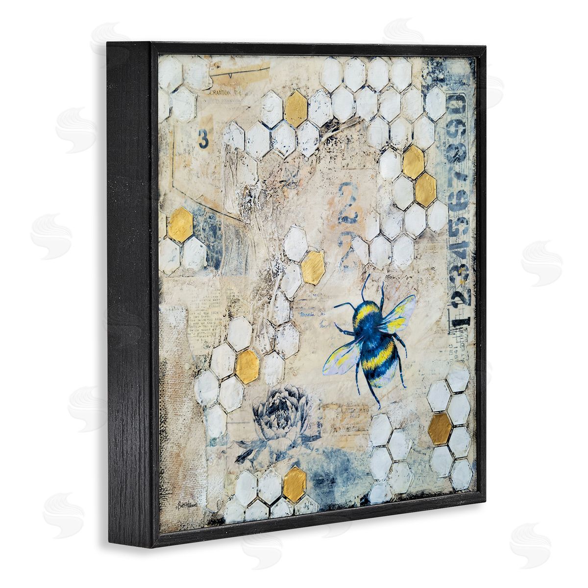 Britt Hallowell Urban Beehive Pattern Bug Collage Black Framed Glicee Wall Art Print