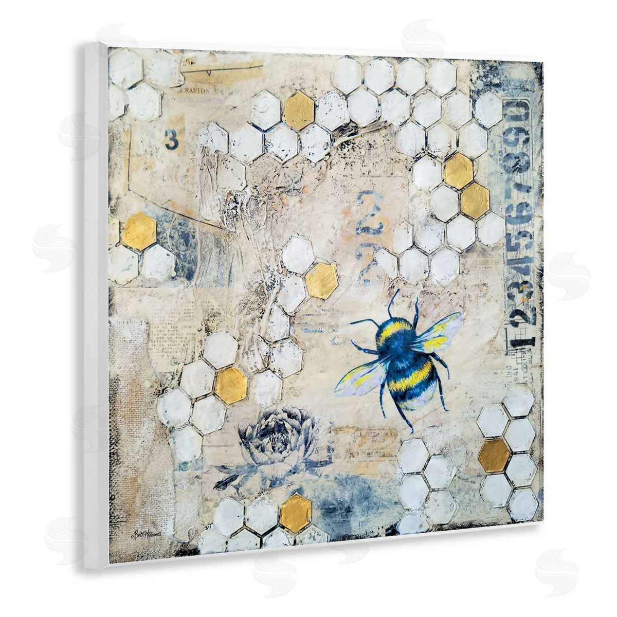 Britt Hallowell Urban Beehive Pattern Bug Collage Wooden Wall Plaque Art Print