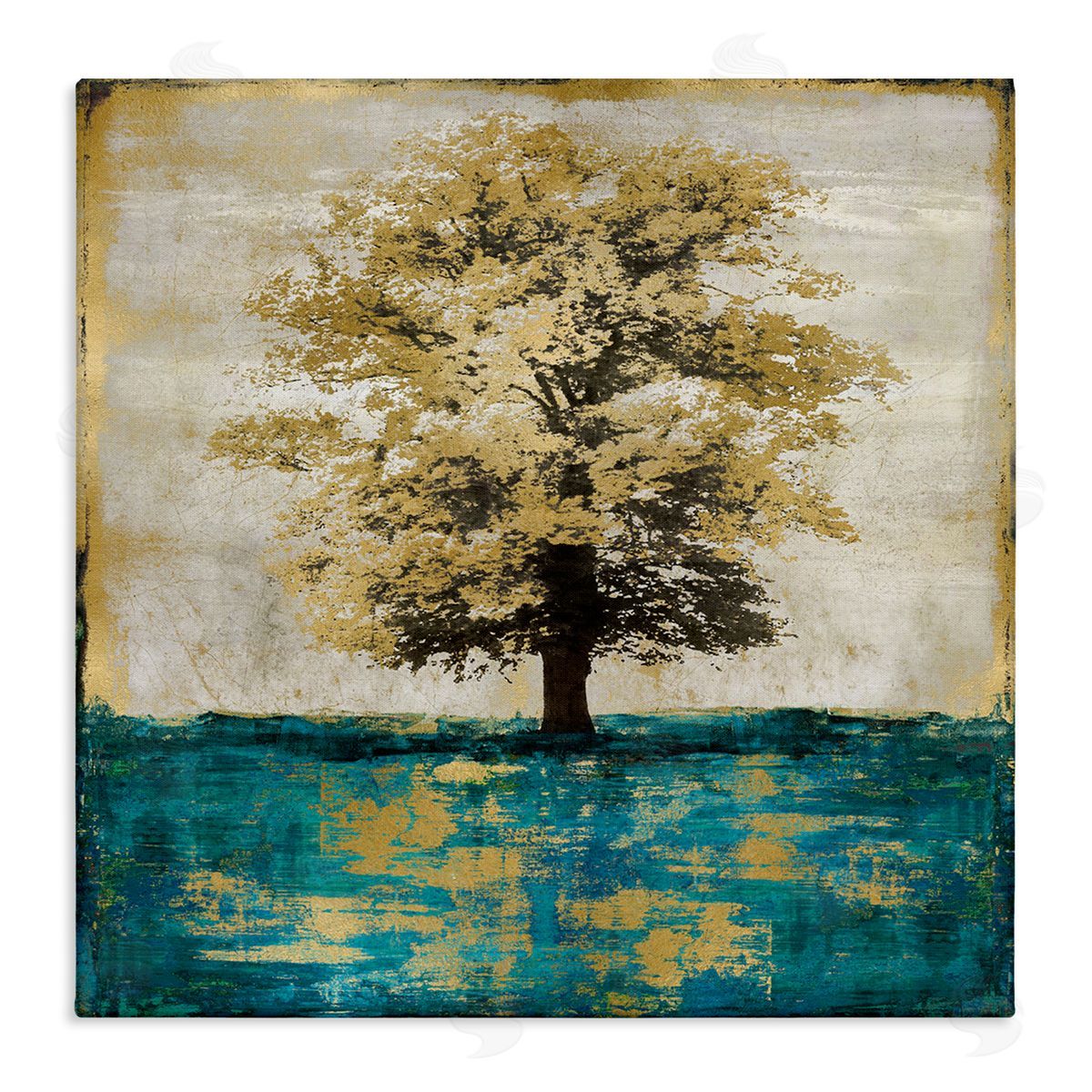 Eric Turner Contemporary Tree Leaf Reflection Stretched Canvas Wall Art Print