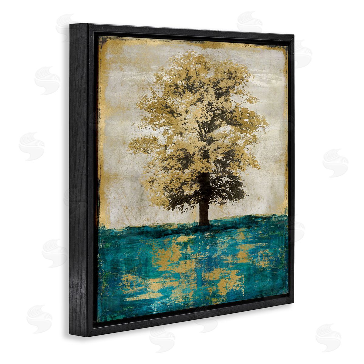 Eric Turner Contemporary Tree Leaf Reflection Black Floating Frame Canvas Wall Art Print