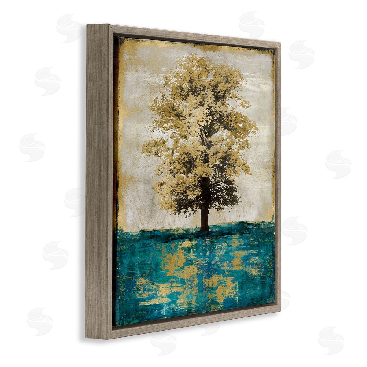Eric Turner Contemporary Tree Leaf Reflection Brown Floating Frame Canvas Wall Art Print