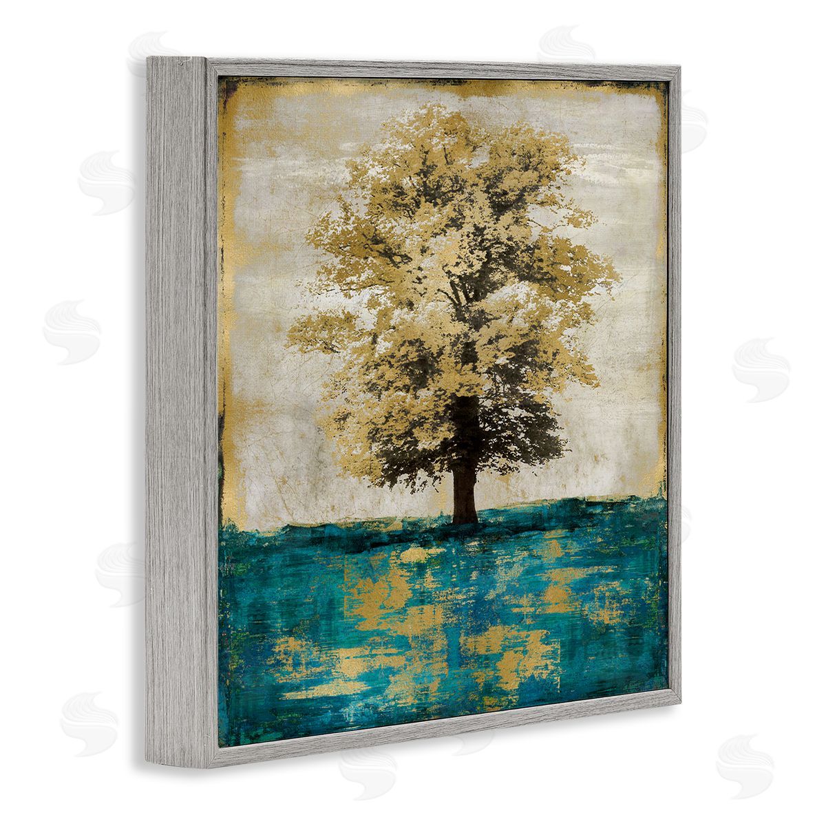 Eric Turner Contemporary Tree Leaf Reflection Gray Framed Glicee Wall Art Print