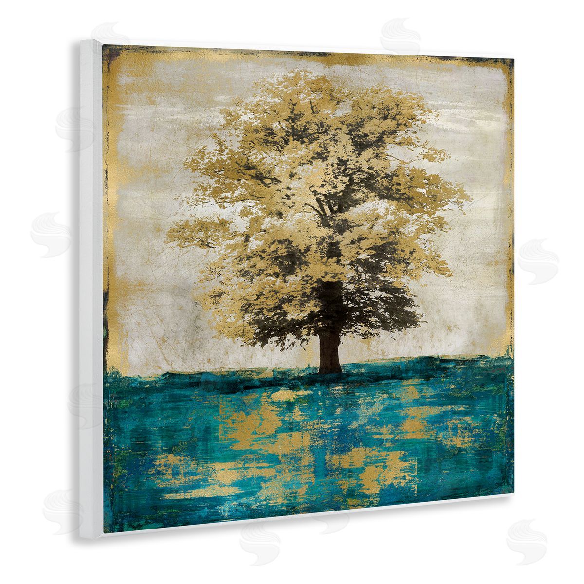 Eric Turner Contemporary Tree Leaf Reflection Wooden Wall Plaque Art Print