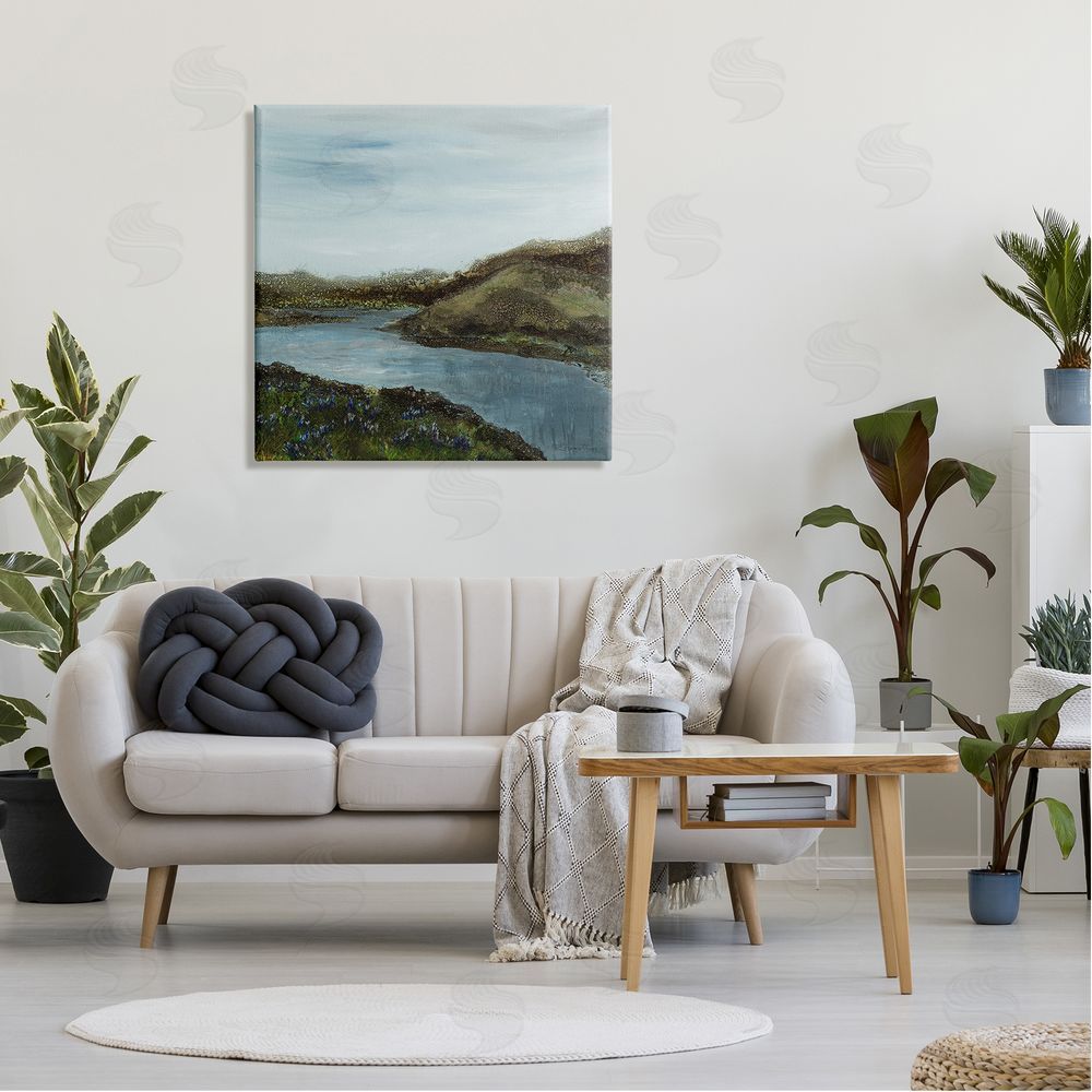 Ruth Fromstein Grassland Stream Flowing Countryside Canvas Wall Art in Room