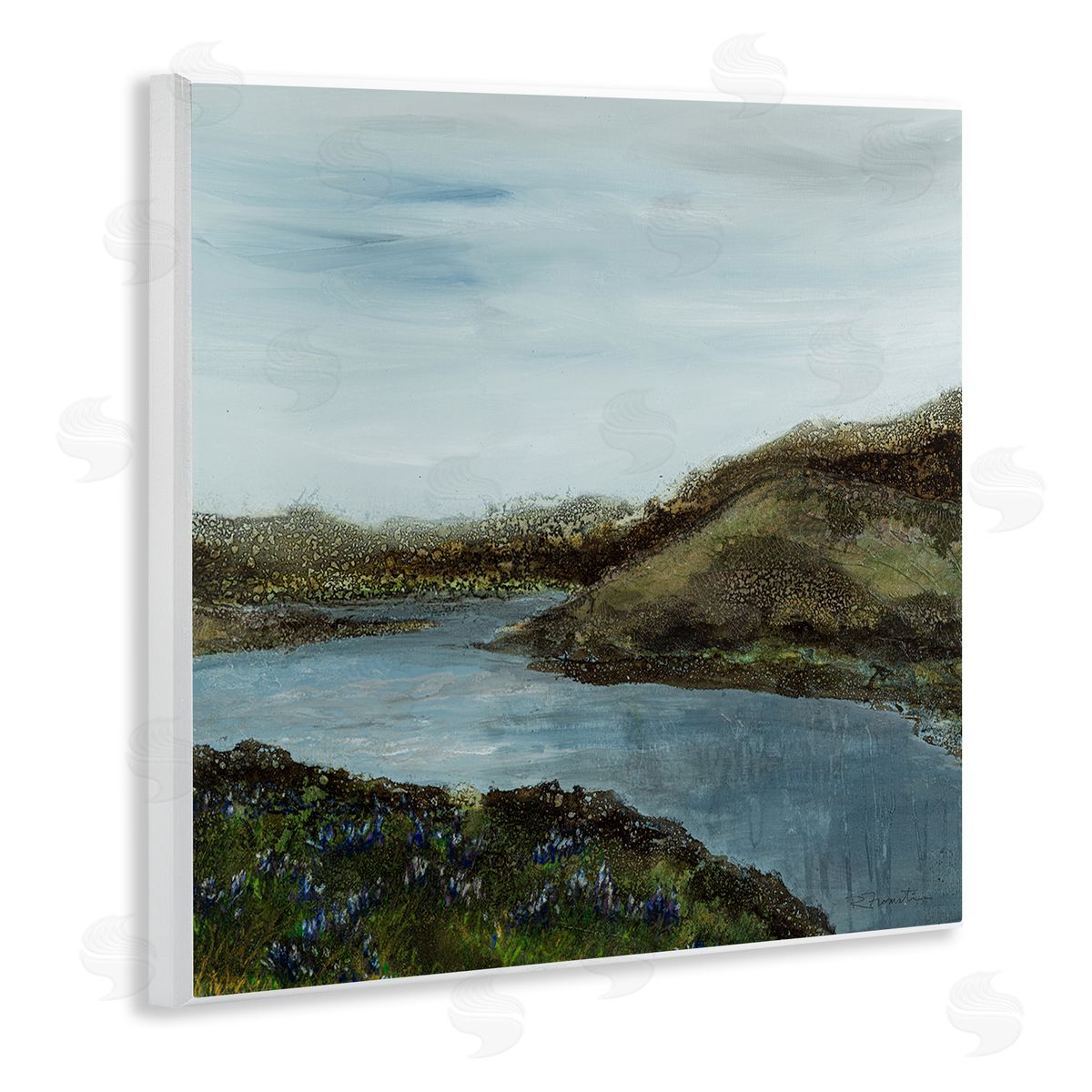 Ruth Fromstein Grassland Stream Flowing Countryside Wooden Wall Plaque Art Print