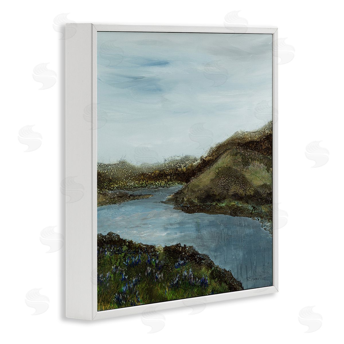 Ruth Fromstein Grassland Stream Flowing Countryside White Framed Glicee Wall Art Print